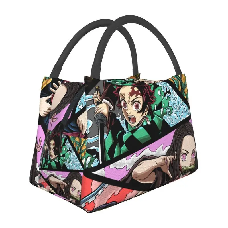 

Demon Slayer Nezuko Tanjirou Inosuke Thermal Insulated Lunch Bags Women Kimetsu No Yaiba Anime Manga Lunch Tote for Food Box