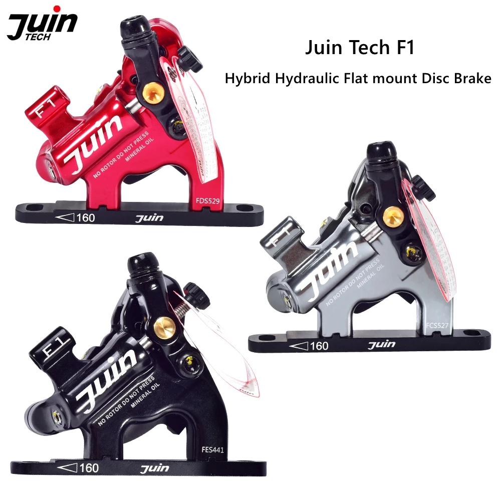 

Juin Tech F1 Hybrid Hydraulic Flat Mount Disc Brake Caliper 160mm Rotor Road Electric Bike E-Bike Cyclocross for SRAM Shimano