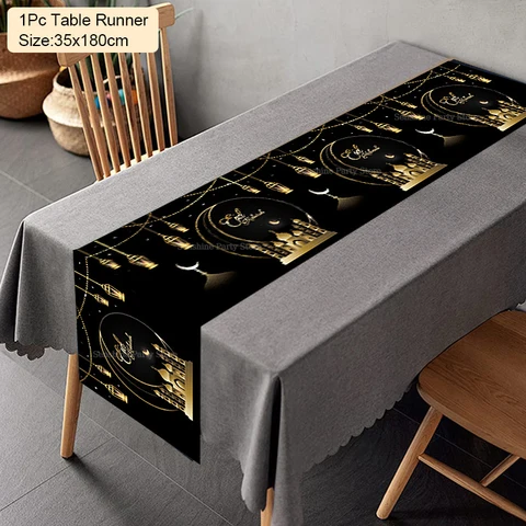 2023 Eid Mubarak Decoração Tabela Table Runner Balner Balloons
