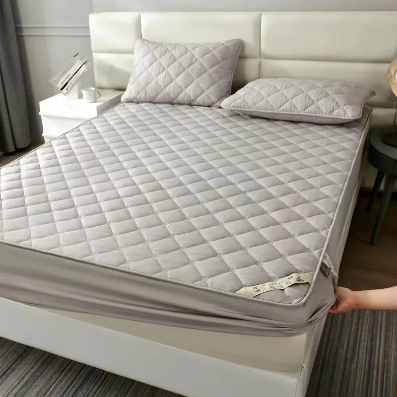 

Dark Green Thicken Brushed Quilted Mattress Cover Twin Queen Customized Size Bed Protector Cover Not Included Pillowcase