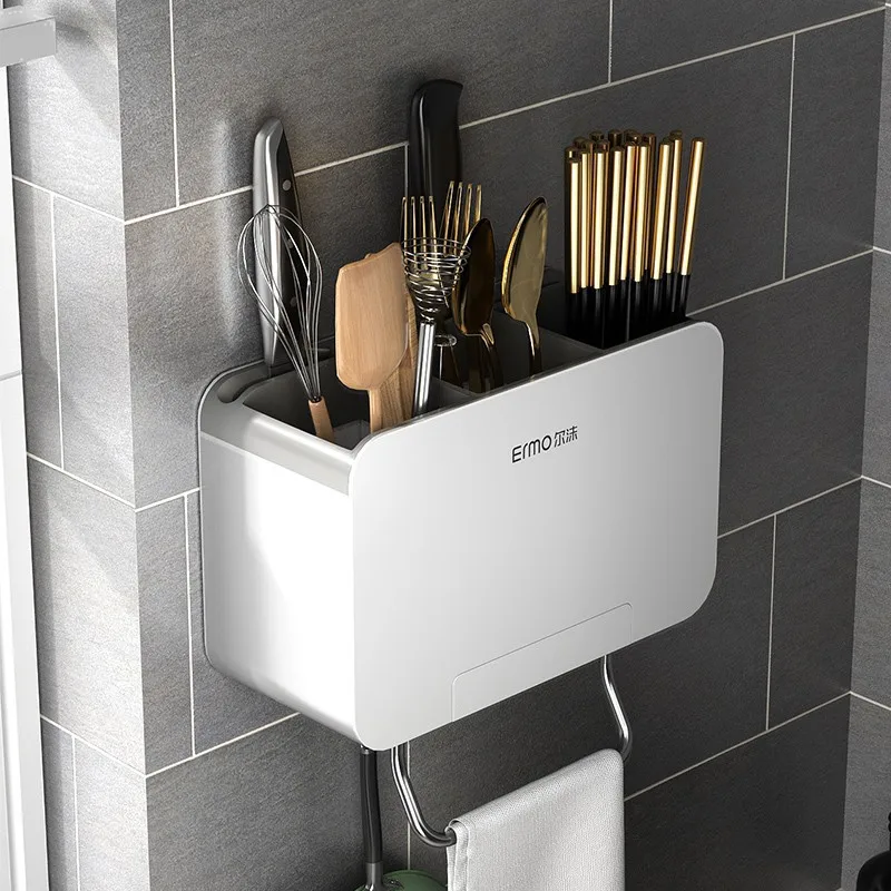 

Ermo Tube Household Drain Basket Wall Hanging Kitchen Spoon Knife Holder Chopstick Cage