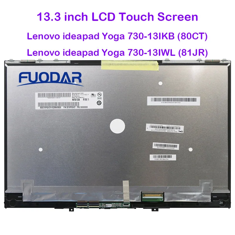 

13.3 LCD Touch Screen Digitizer Assembly B133ZAN02.3 LP133WF4 SPB2 For Lenovo ideapad Yoga 730-13IKB 730-13IWL 81CT 81JR