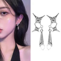 water drop star dangle earrings korea girl fashion popular heart butterfly floral crystal chain earrings luxury piercing jewelry
