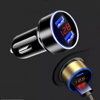 car charger for lighter smart phone usb adapter mobile phone charger dual usb digital display voltmeter fast charging2022
