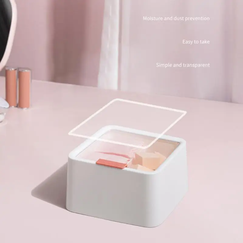 

Saving Space Desktop Cosmetics Storage Boxes Dust-proof Cover Cotton Pad Dispenser Solid And Durable Double-layer Structure