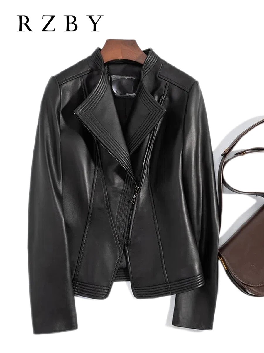 Geniune Leather Jacket Women Natural Sheepskin Chaquetas De Cuero Para Mujer Autumn Slim Casual дубленка Suede Coat RZBY2222