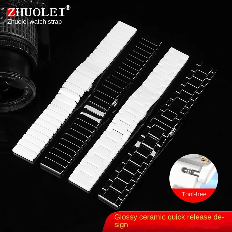

Ceramic Watch band For Omega Watchband for Swatch Speedmaster Joint MoonSwatch 20mm Wrist strap Black white Women Men Bracelet