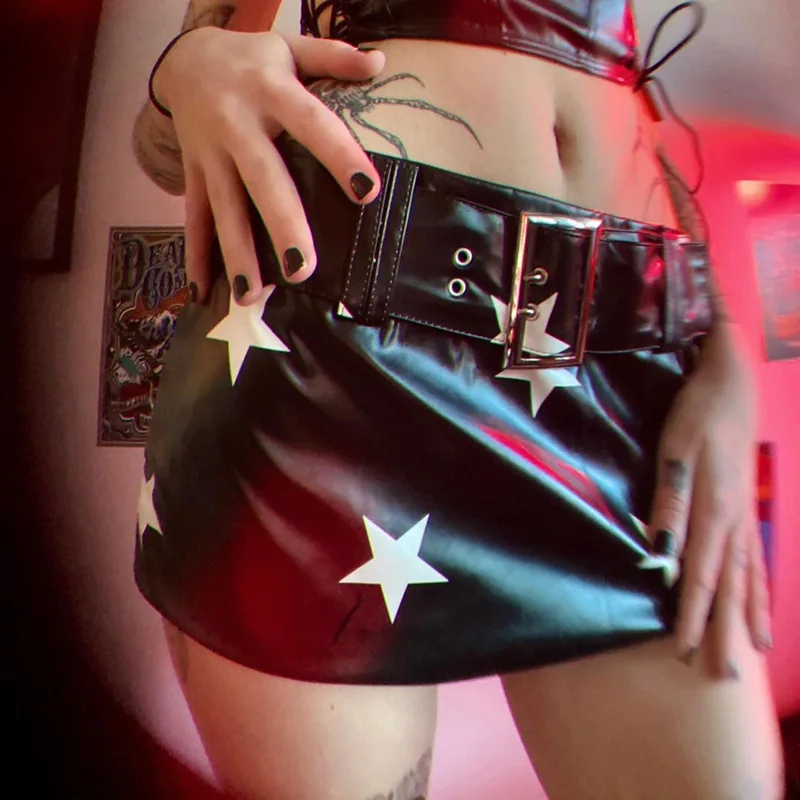 

Женская юбка-карандаш из ПУ кожи, с низкой талией