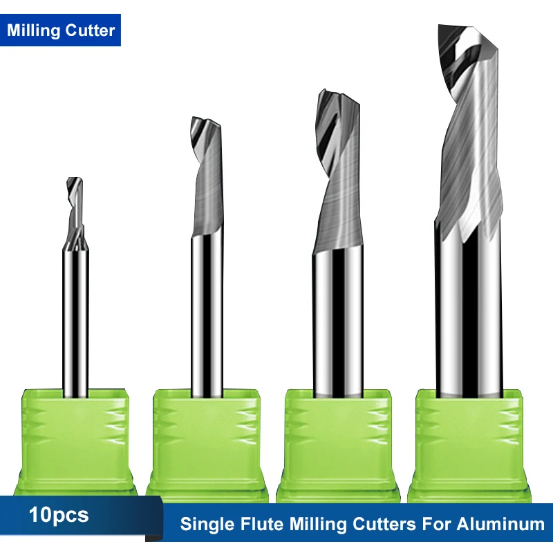 

10pc 3A 3.175/4/5/6/8mm Milling Cutter for Aluminium,CNC Tools Single Flute Solid Tungsten Carbide Alloy End Mill Engraving Bit