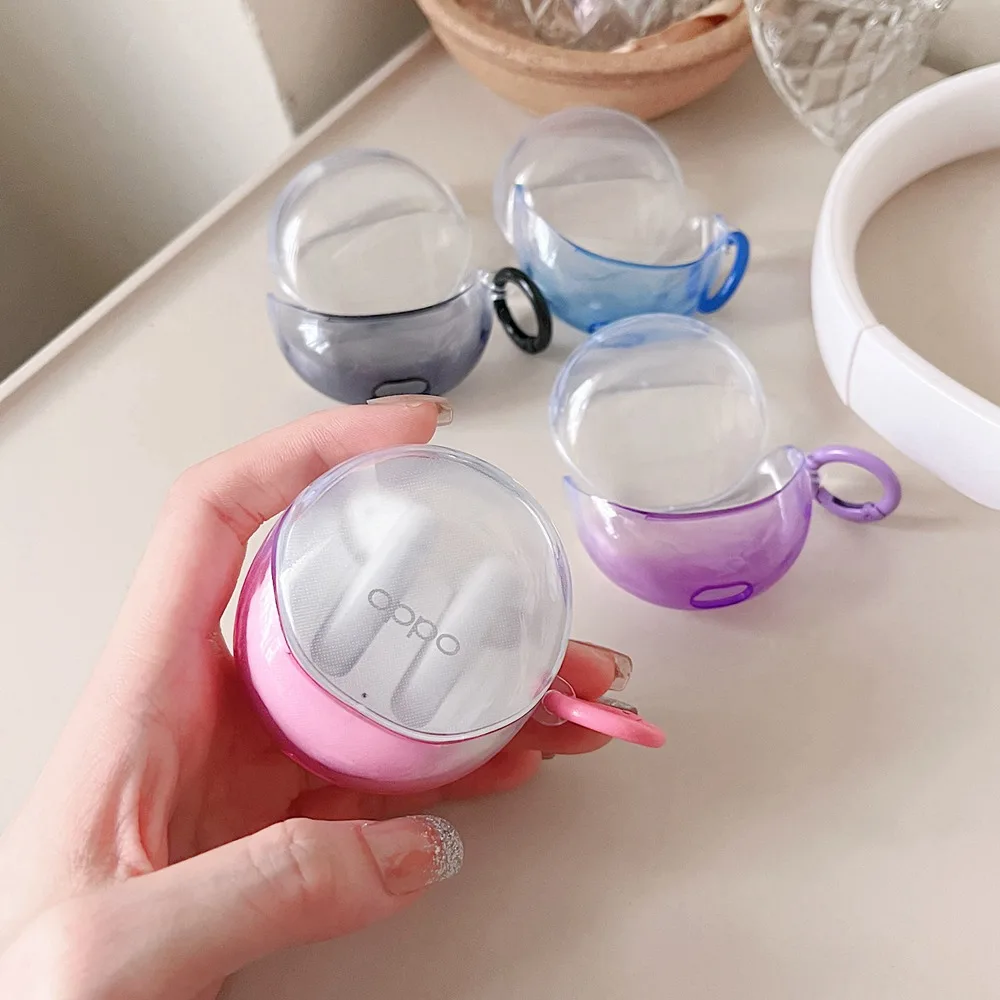 

Gradient Earphone Case For OPPO ENCO R2 TWS Soft Silicone Transparent Protective Cover For OPPO ENCO R2 Accessories Charging Box