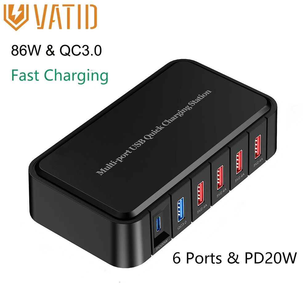 

Зарядное устройство ватиd с 6 USB-портами, 18 Вт, 86 Вт