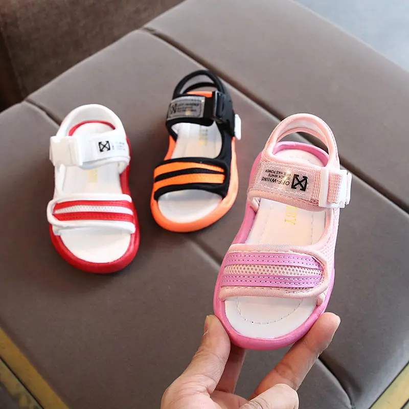 

Summer New Canvas Color-blocking Sandals Boys And Girls Soft Bottom Non-slip Children's Shoes Summer Beach Sandals Casual Shoes