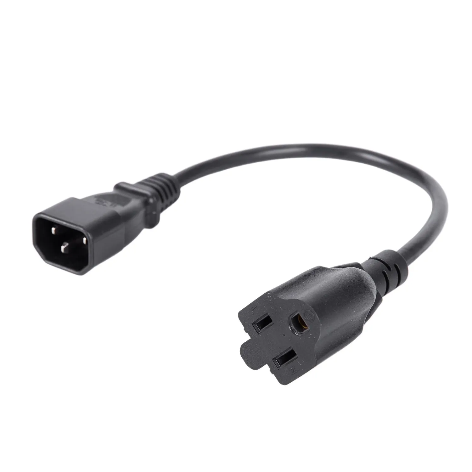 1ft IEC 320 C14 штекер к NEMA 5-15R 3-контактный гнездовой кабель адаптера питания ПК черный