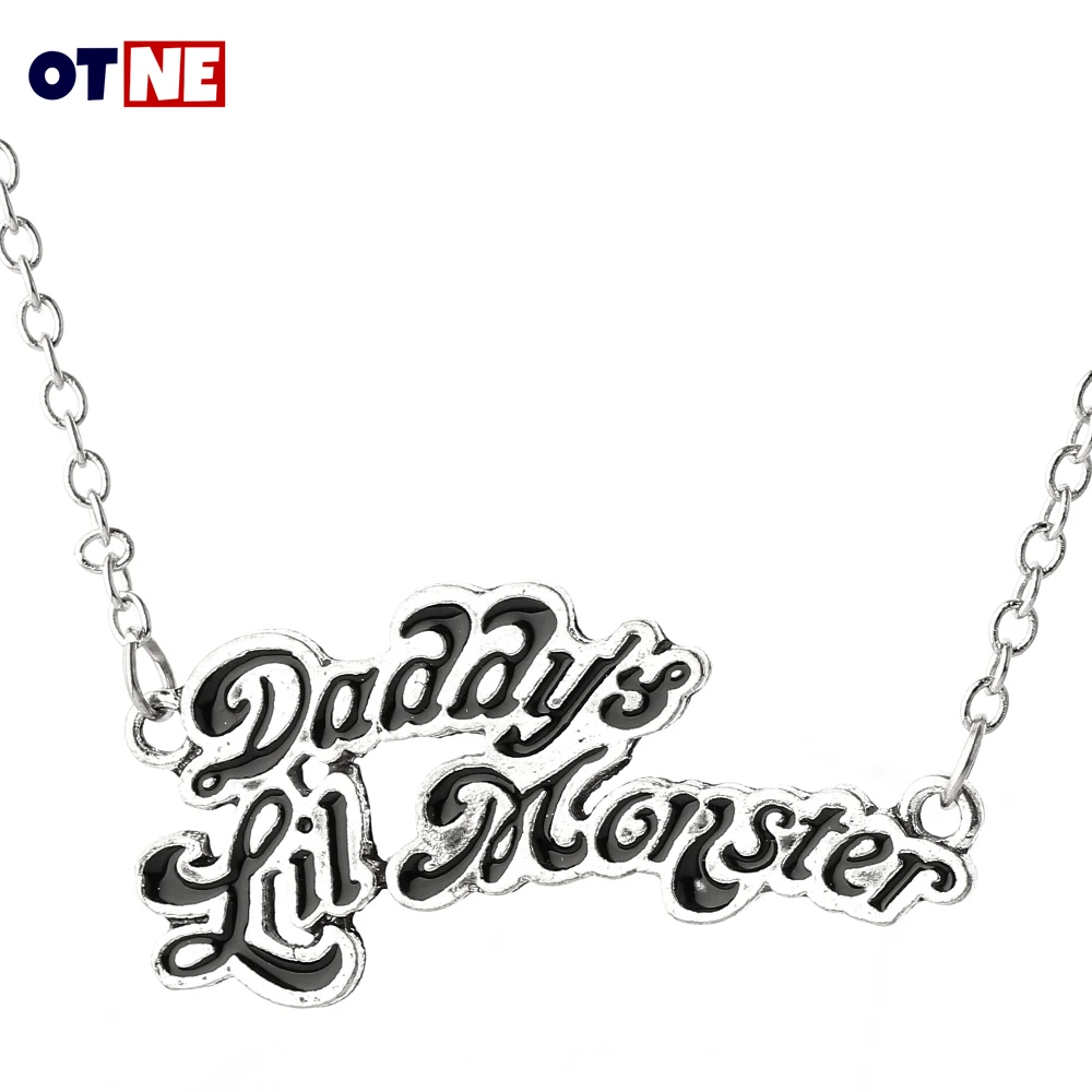 

Movie Suicide Squads Joker Quinn Necklaces Daddy's Lil Monster Letter Logo Pendant Necklace For Women Gifts