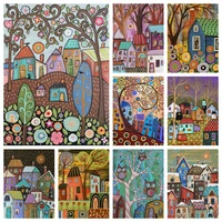 abstract cartoon house art diamond painting accessories colorful mosaic gift cross stitch embroidery picture children room decor