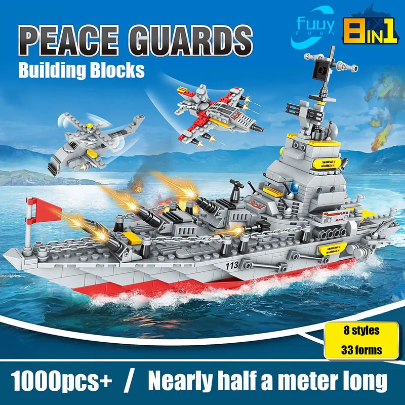 

Building Blocks Battleship Peace Guards Bricks Children Toy Small Particles Kids Assembly Model Set Educational Boy Toy Gift