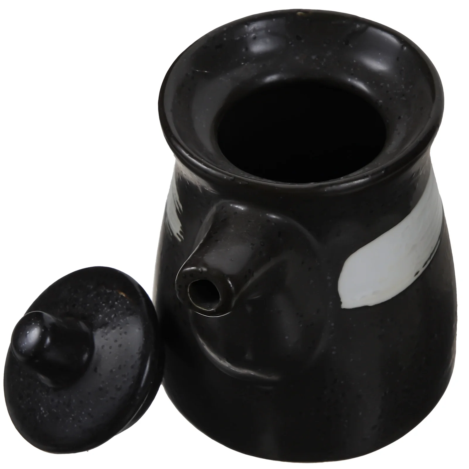 

Espresso Coffee Grinder Oil Can Vinegar Jar Container 9.5X6.7X6.7CM Ceramic Soy Sauce Dispenser Bottle Black Ceramics