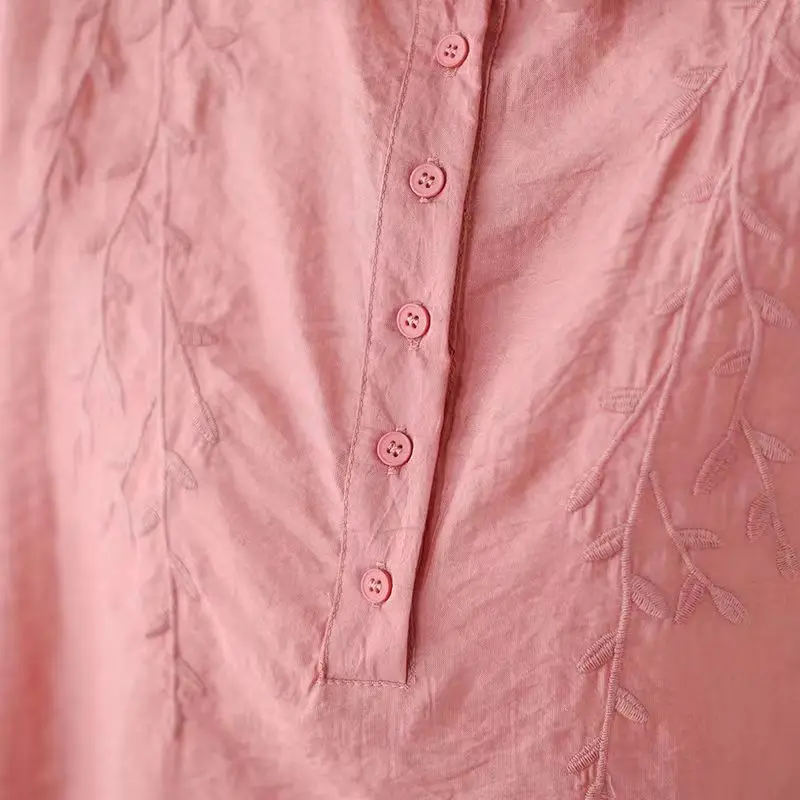 Женская одежда однотонный пуловер с отложным воротником на пуговицах вышивкой