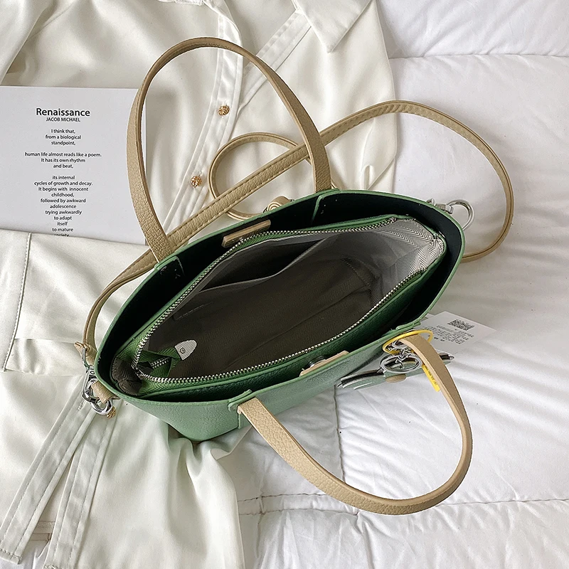 VeryMe Solid Color Pu Leather Large Capacity Totes Fashion All-Match Shoulder Bags For Women Simple Crossbody Pack сумка женская