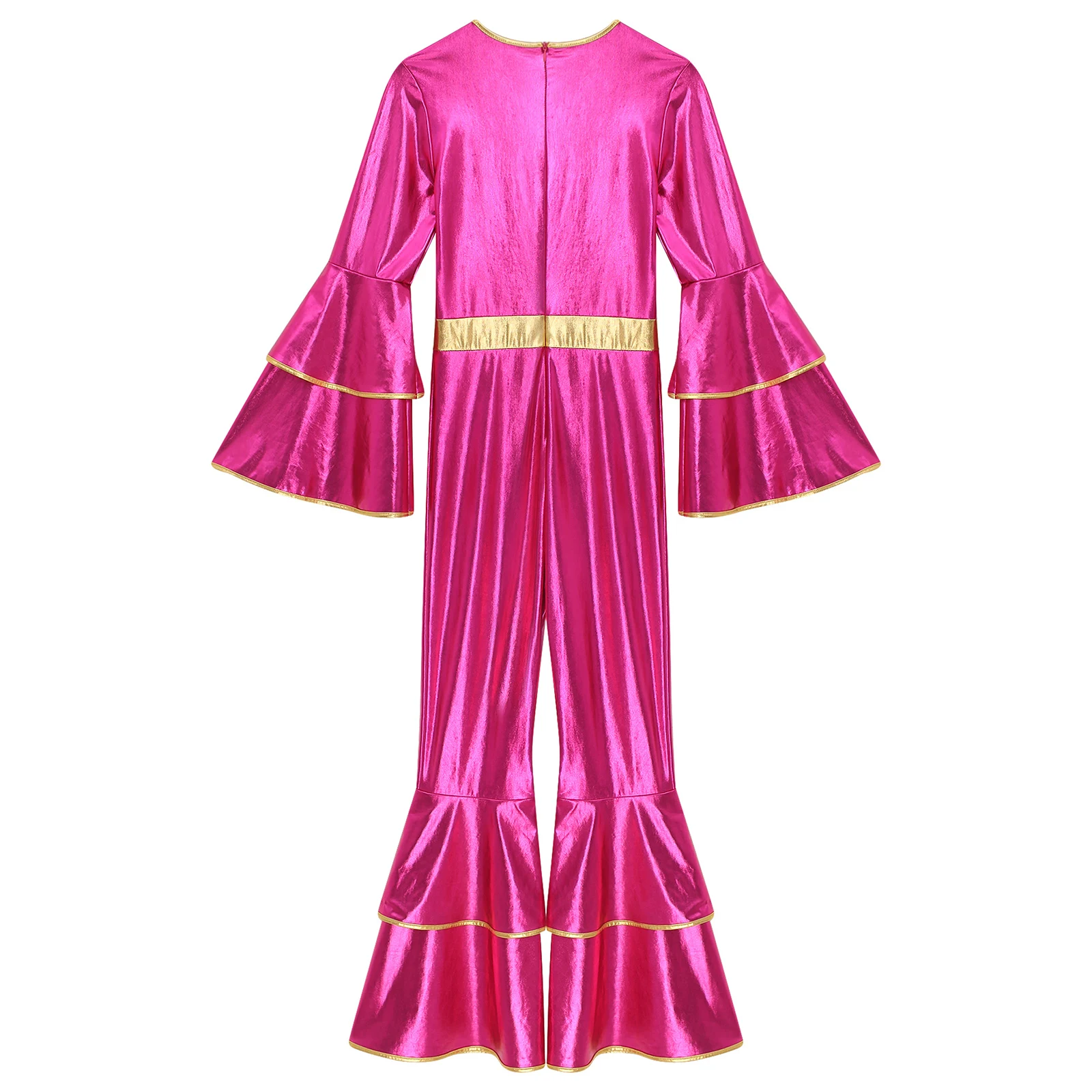 Женский винтажный комбинезон в стиле диско 70-х годов с расклешенными рукавами