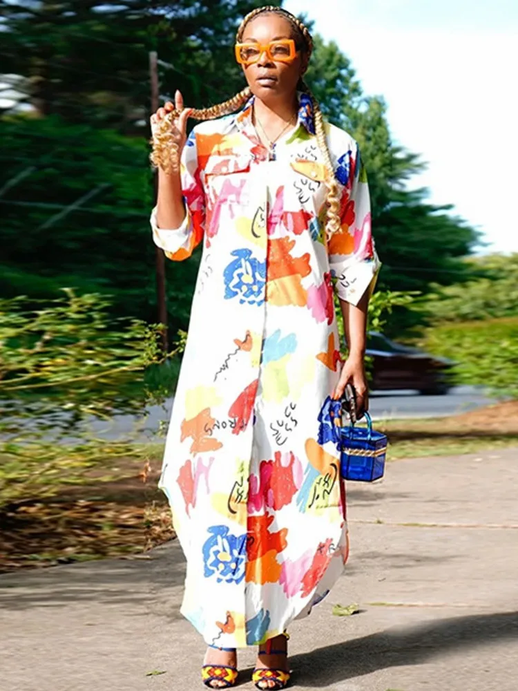 

Африканские платья для женщин, африканская одежда Дашики, Африканский халат, Женская приталенная вечерняя рубашка, блузка, длинное платье м...