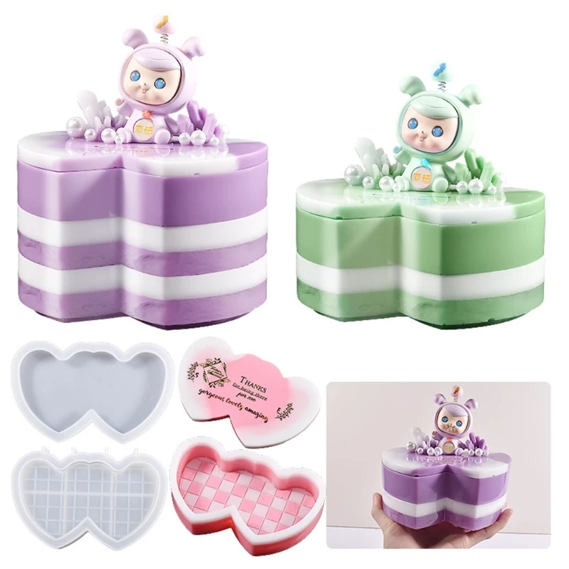 

Коробка для хранения, полимерные формы с крышками в форме сердца, полимерная банка, форма, коробка для украшений, форма Y08E