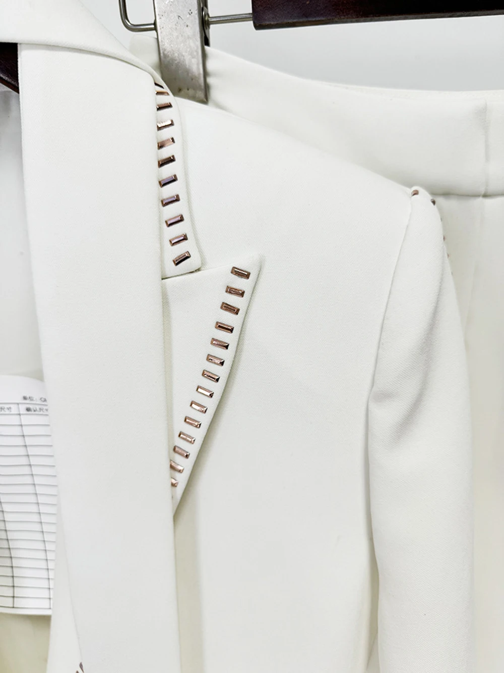 Высококачественный Белый Элегантный брючный костюм с заклепками Modphy женский