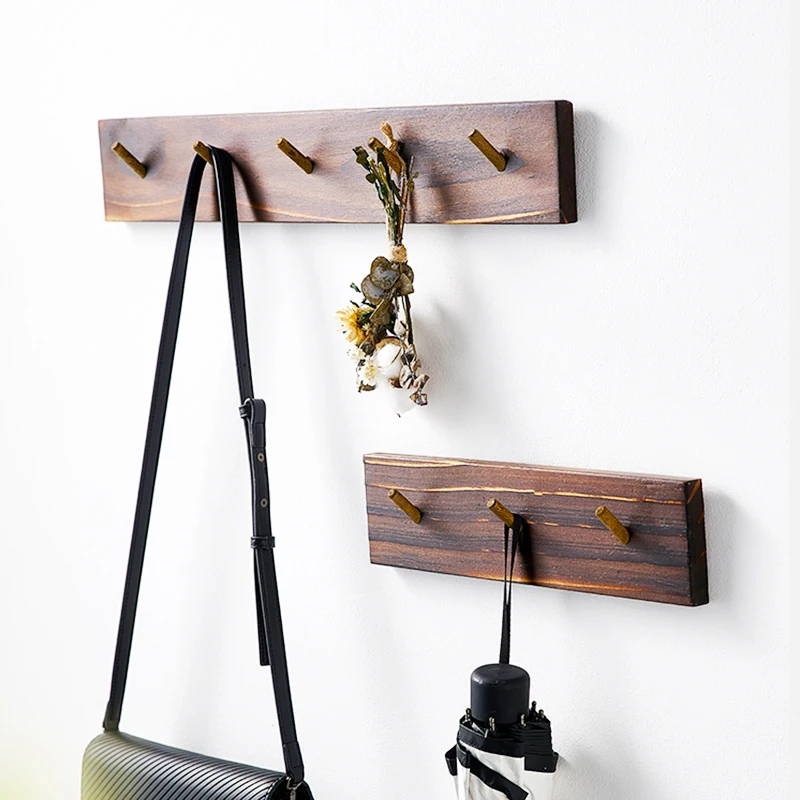 

Solid Wood Hook Wall Shelf Key Holder Rack Room Decoration Accessories Organization Hanger Coat Hooks Organizers Storage