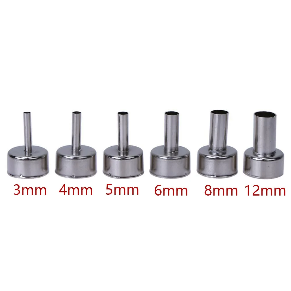 

6pcs Universal Welding Nozzles For 858D+ 8586 Soldering Station Hot Air Gun Welding Nozzle 3mm 4mm 5mm 6mm 8mm 12mm