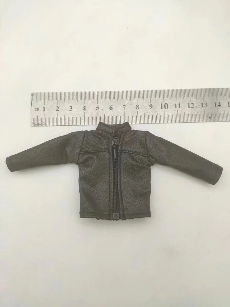 

E5-6-5 1/12 Scale Male Sodier PU Leather Coat Jacket Model for 6" Doll Figure Toy