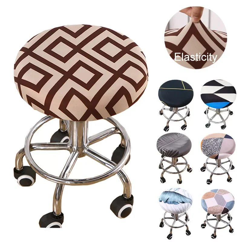 

Simple Style Round Chair Cover Spandex Stretch Bar Stool Covers for Kitchen Office Dining Room Home Antifouling Seat Slipcover