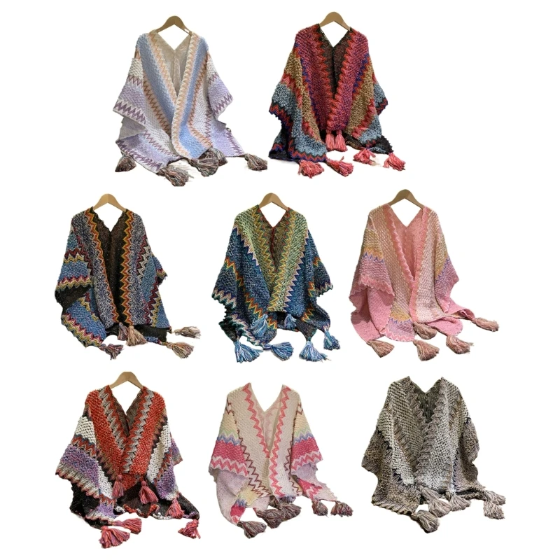 

Stylish Poncho Handcrochet Cape Wrap Colombia Poncho Sweater Women Travel Scarf