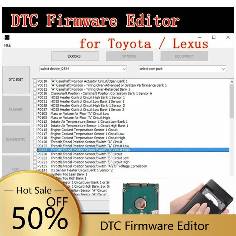 Фото Новейшее программное обеспечение для редактирования прошивки DTC для Toyota/Lexus, поддержка микроконтроллеров 76Fxxx, английская версия, хит продаж 2026 года №1