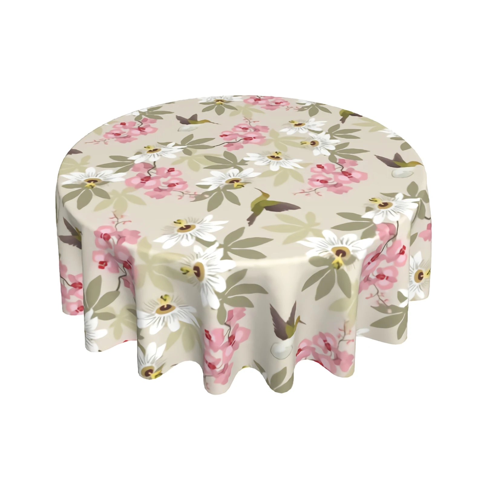 

Hummingbird Round Tablecloth 60 Inch with Waterproof Wrinkle Resistant for Home Kitchen Indoor Outdoor
