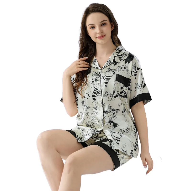 Пижамный комплект Женский из 2 предметов одежда для сна искусственного шелка
