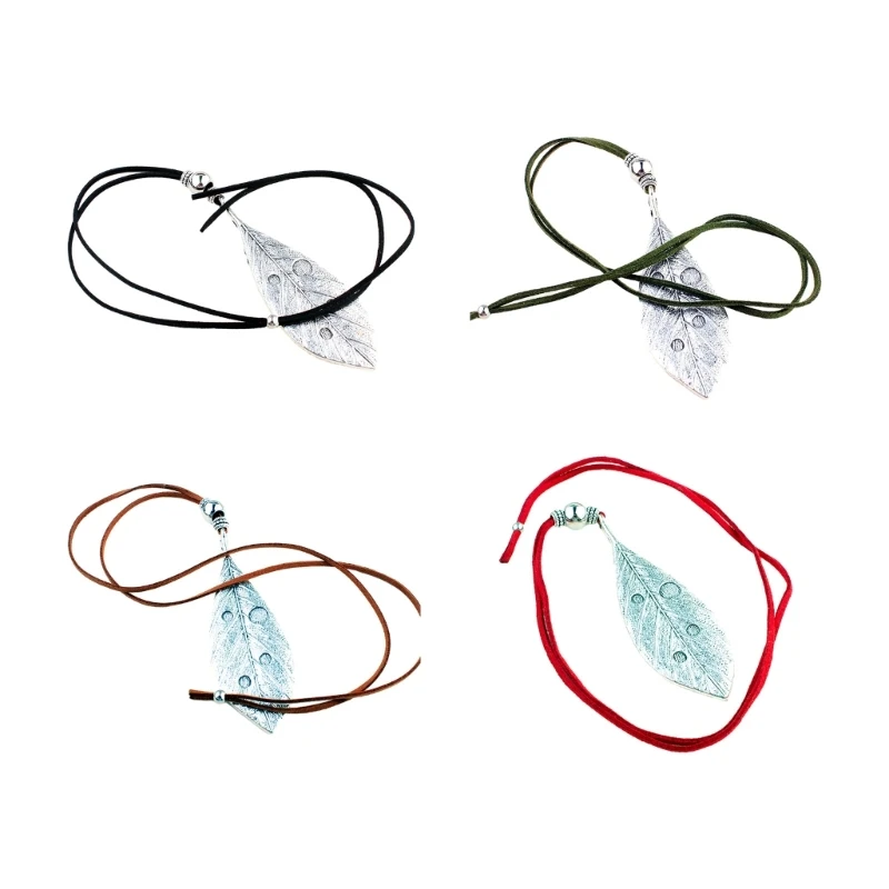 

Velvet Rope Necklace Chain Planet Life Leaf Pendant Necklaces Punk Goth Jewelry Long Sweater Necklace for Women Gift