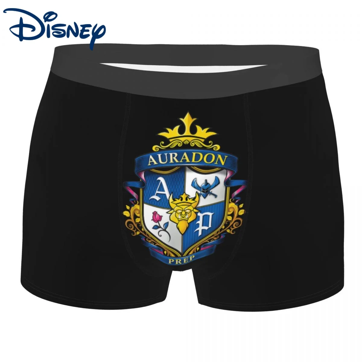 

Мужские трусы-боксеры Disney, мягкое нижнее белье Auradon Prep Crest, мужские забавные брифы