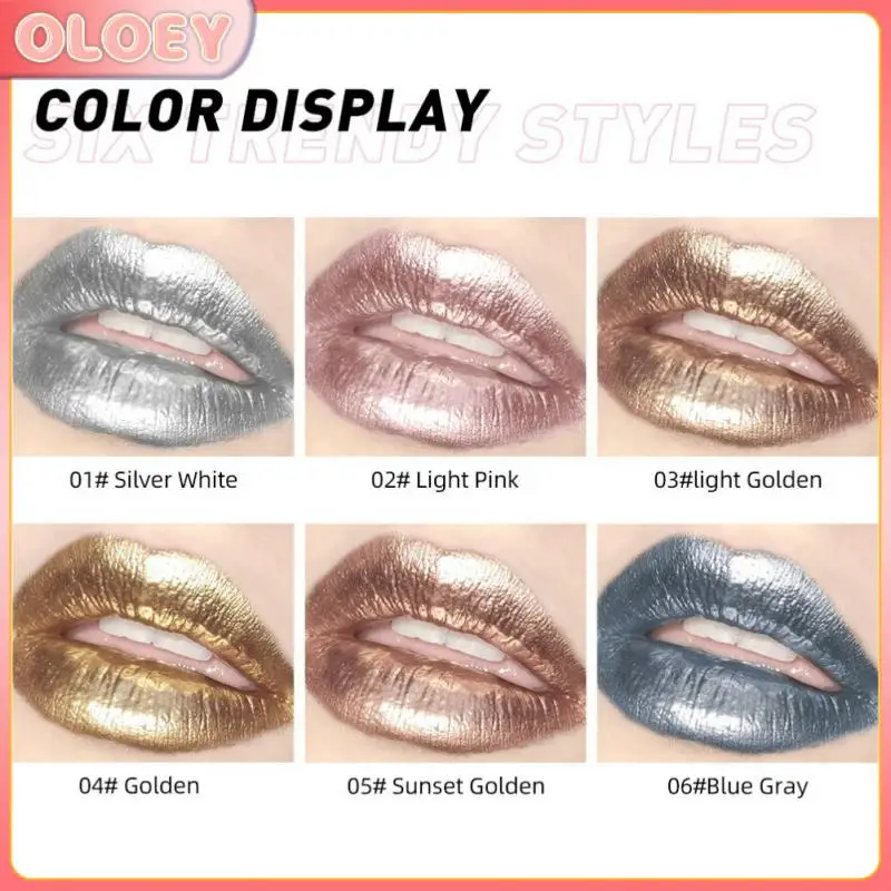 

Diamond Lipstick Metallic Effect Eyeshadow Pearly Shimmer Lipgloss Liquid Eye Shadow Fine Sequins 6 Colors Glitter Lip Gloss