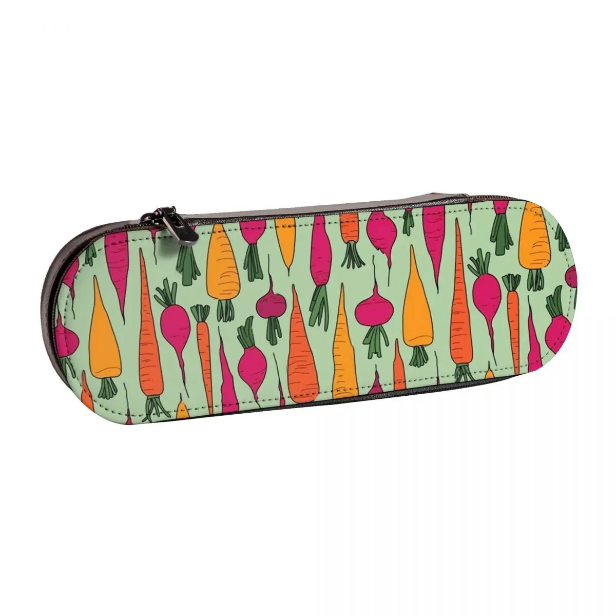 

Пенал кожаный с принтом моркови и редиков, чехол на молнии в стиле ретро для подростков, свежие овощи, для начальной школы