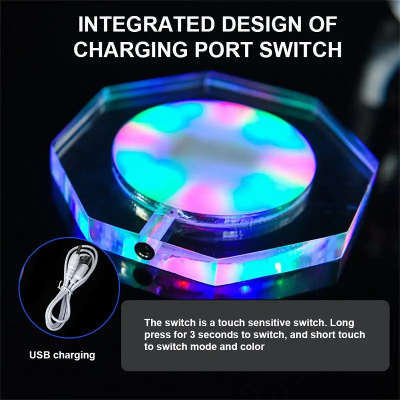 

Led Coaster Luminous Cup Holder Mug Pad Bar Mat Table Placemat Party Drink Glass Creative Pad Round Home Decor Kitchen 7 Colors