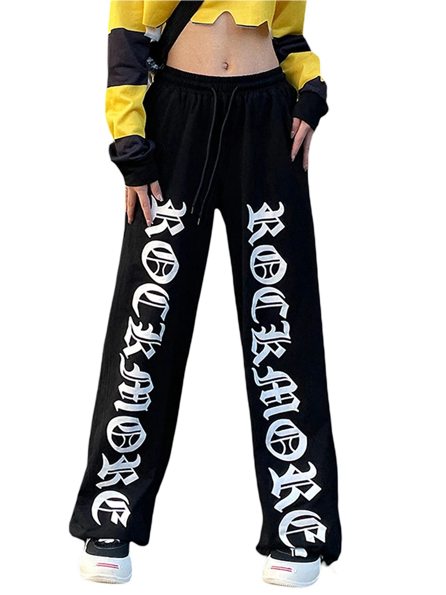 

Women Casual Cinch Bottom Pants Retro High Waisted Drawstring Peculiar Printing Loose Pants