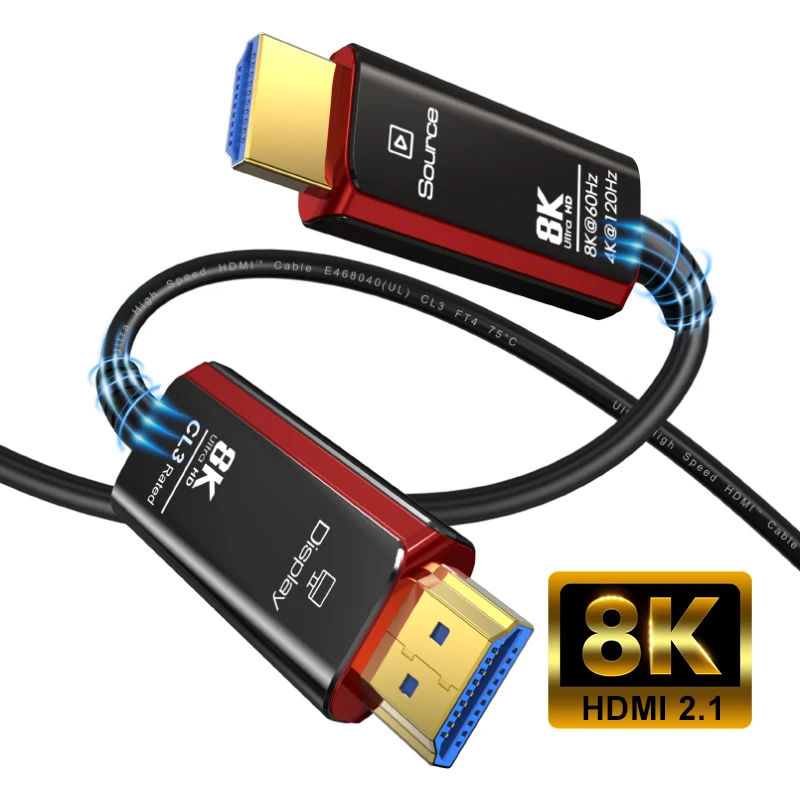 

UV00I 8K HDMI-Compatible HDMI 2.1 Optical Cable 48Gbps Super High Speed HDMI Optical Audio Cable HDR10 HDCP 2.2 for TV Box Pr