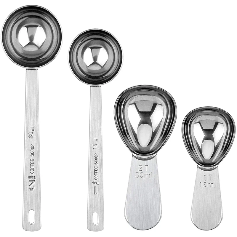 

JEYL 4 Packs Coffee Scoop, 2 Tablespoon And 1 Tablespoon Stainless Steel Coffee Measuring Spoons For Ground Coffee