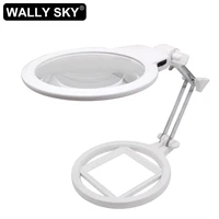 2x 6x foldable desktop magnifier 130 mm large size magnifier led illuminated magnifying glass with scale