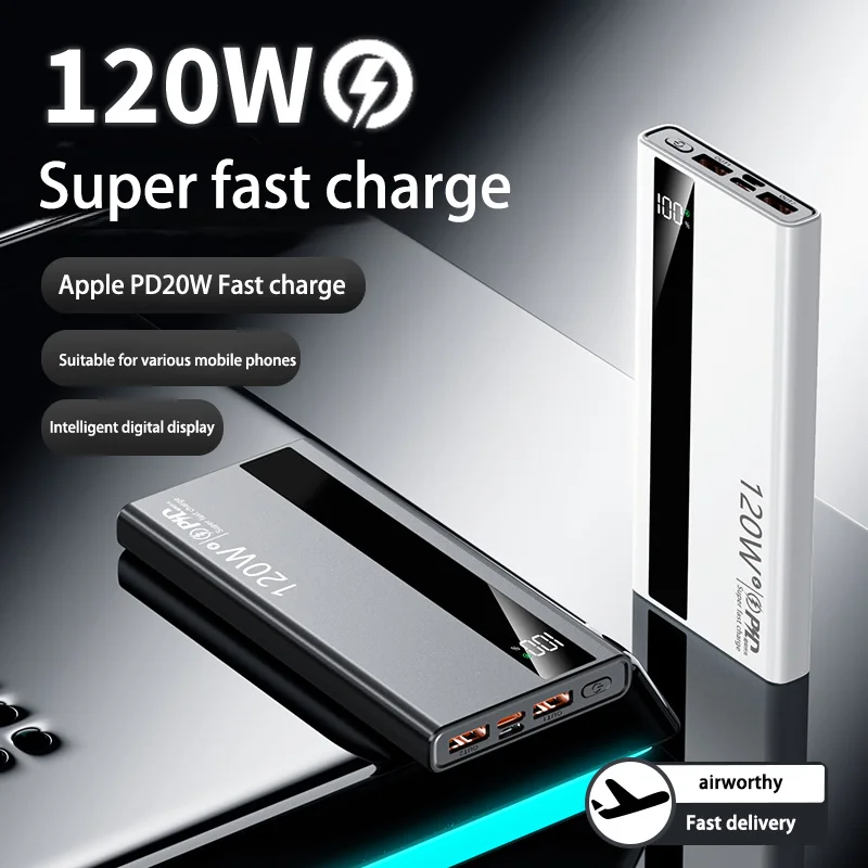 Фото Power Bank со сверхбыстрой зарядкой мощностью 120 Вт 200000 Портативный внешний аккумулятор сверхбольшой емкости мАч со светодиодным цифровым дисплеем для Samsung Xiaomi №4