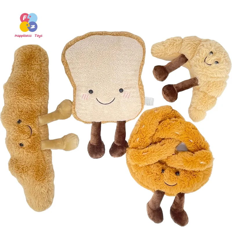 

Cute Pretzel Crossant Toast Bread Food Plush Kawaii Toy Stuffed Cartoon Decor Soft Doll For Girl Kids Birthday