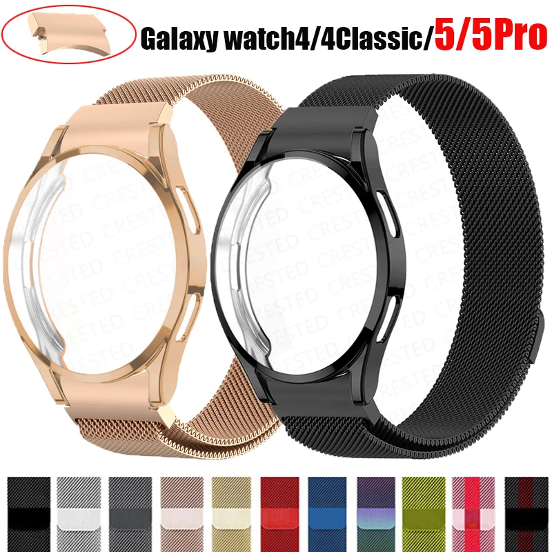 

Чехол и ремешок для Samsung Galaxy Watch 5/4 Classic 44 мм 40 мм 46 мм, металлический магнитный браслет без зазоров для Galaxy Watch 5 pro 45 мм