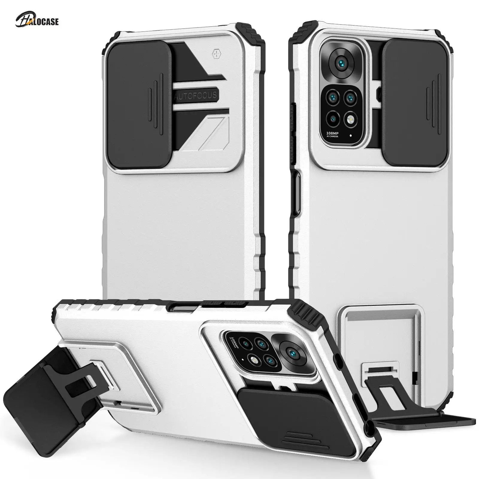 

Luxury Shockproof Phone Case For Xiaomi 11 11T Pro Lite 5G GNE Redmi Note 11S 11 Pro 4G 5G Built Stand Push Window Back Cover
