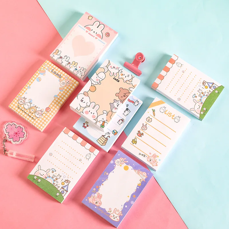 

Notepad Cartoon Bear Memo Notes Sticky Adhesive Message Kawaii Aesthetics Papeleria Stationery Office School Supplies 5 Copies