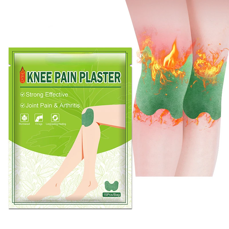 15pcs Knee Patch Wormwood Knee Sticker Plaster Extract Analgesic Cartilage Pain Relieving Patch Self-Heating Herbal